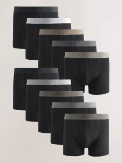 Black Neutral Waistband A-Front Boxers 10 Pack