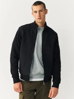 Black Non-Hooded Hybrid Full Zip Jacket