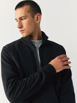 Black Non-Hooded Hybrid Full Zip Jacket