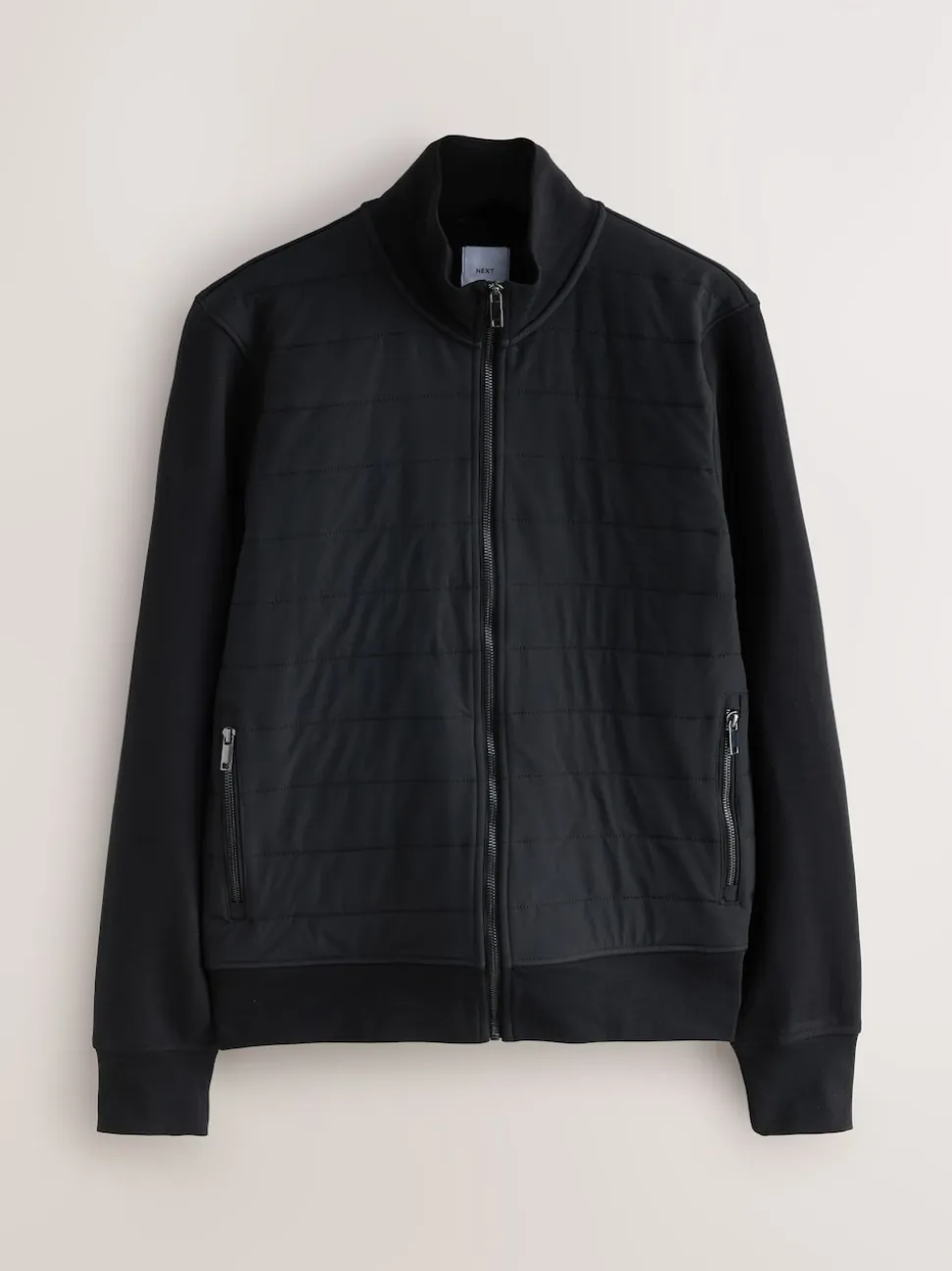 Black Non-Hooded Hybrid Full Zip Jacket