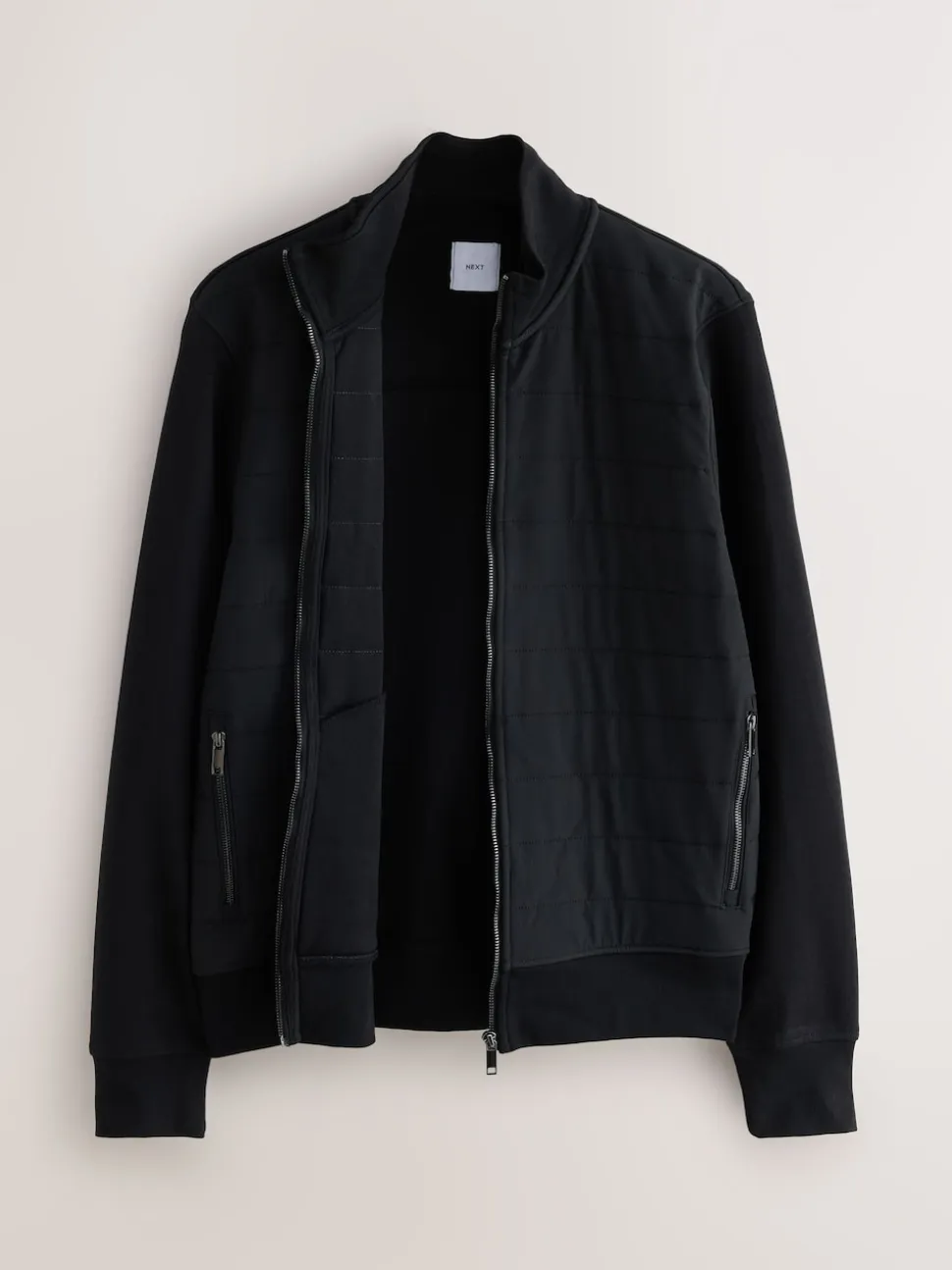 Black Non-Hooded Hybrid Full Zip Jacket