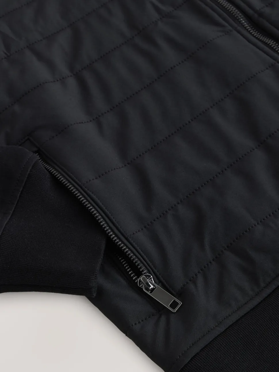 Black Non-Hooded Hybrid Full Zip Jacket