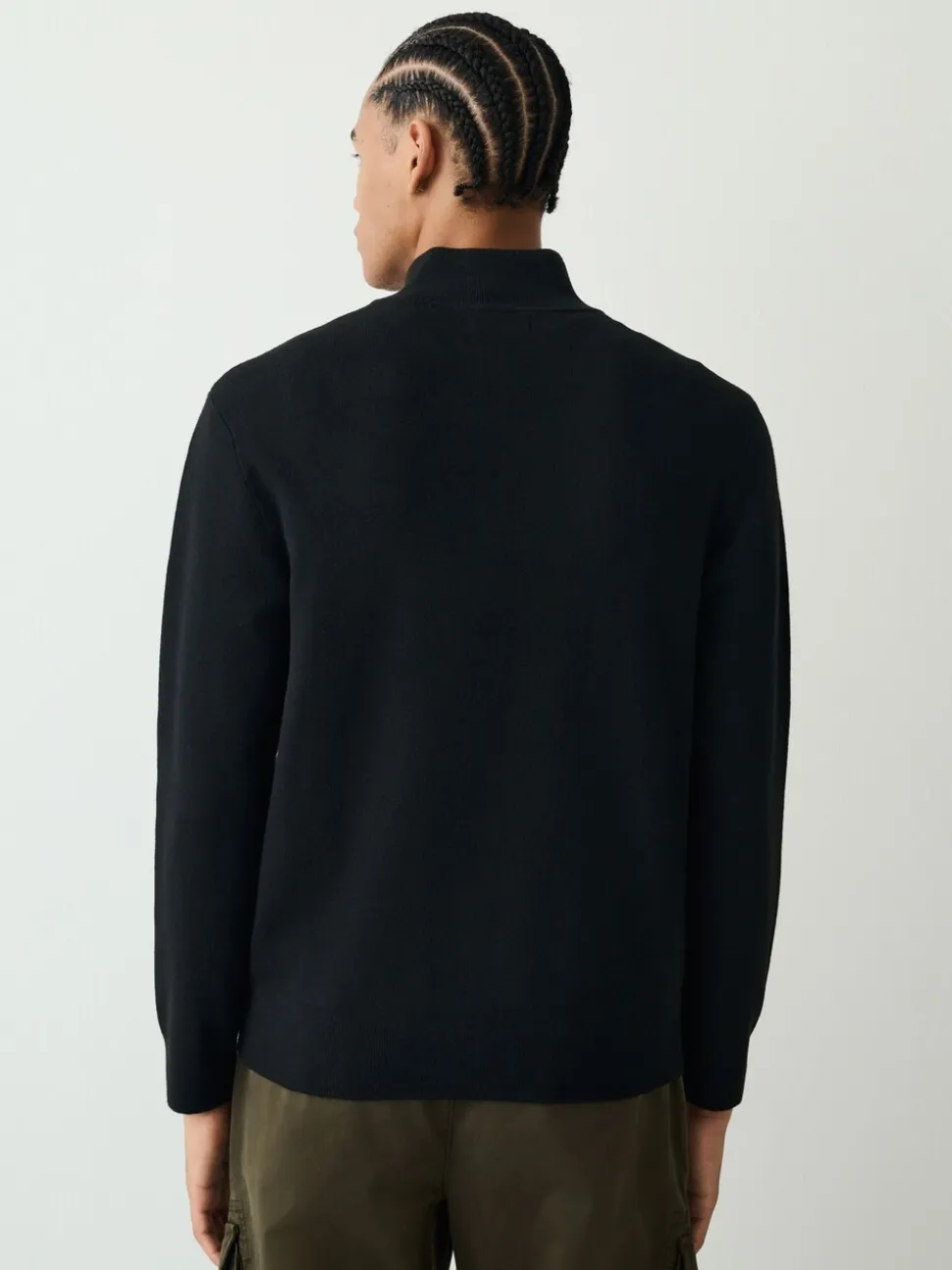 Black N.Premium Regular Fit Mid Weight Quarter Zip Neck Jumper