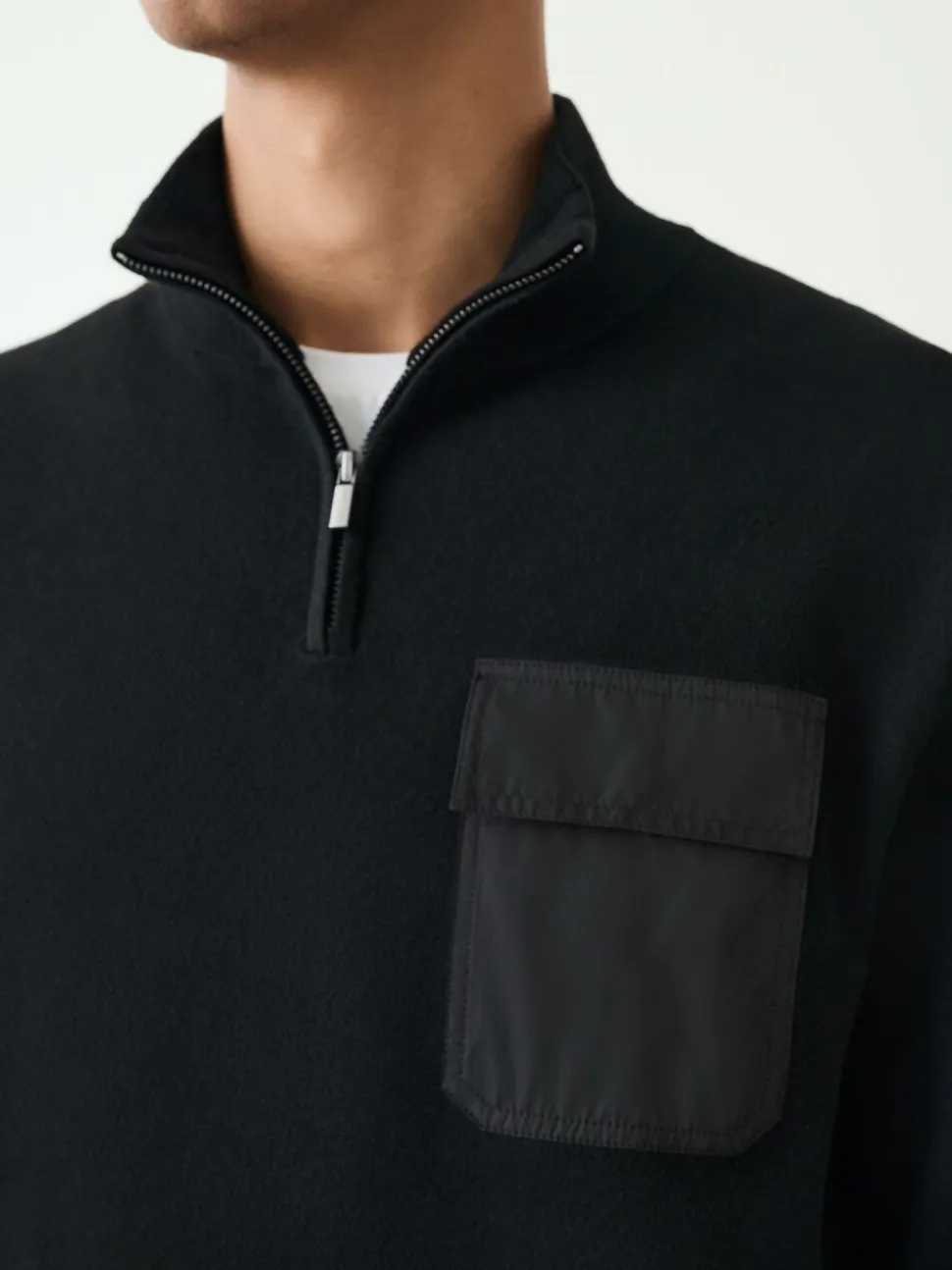 Black N.Premium Regular Fit Mid Weight Quarter Zip Neck Jumper