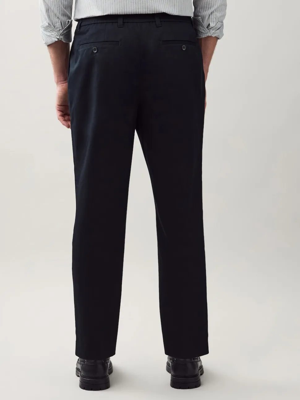 Black N.Premium Regular Tapered Fit Smart Cotton Chinos with Elasticated Back and Stretch