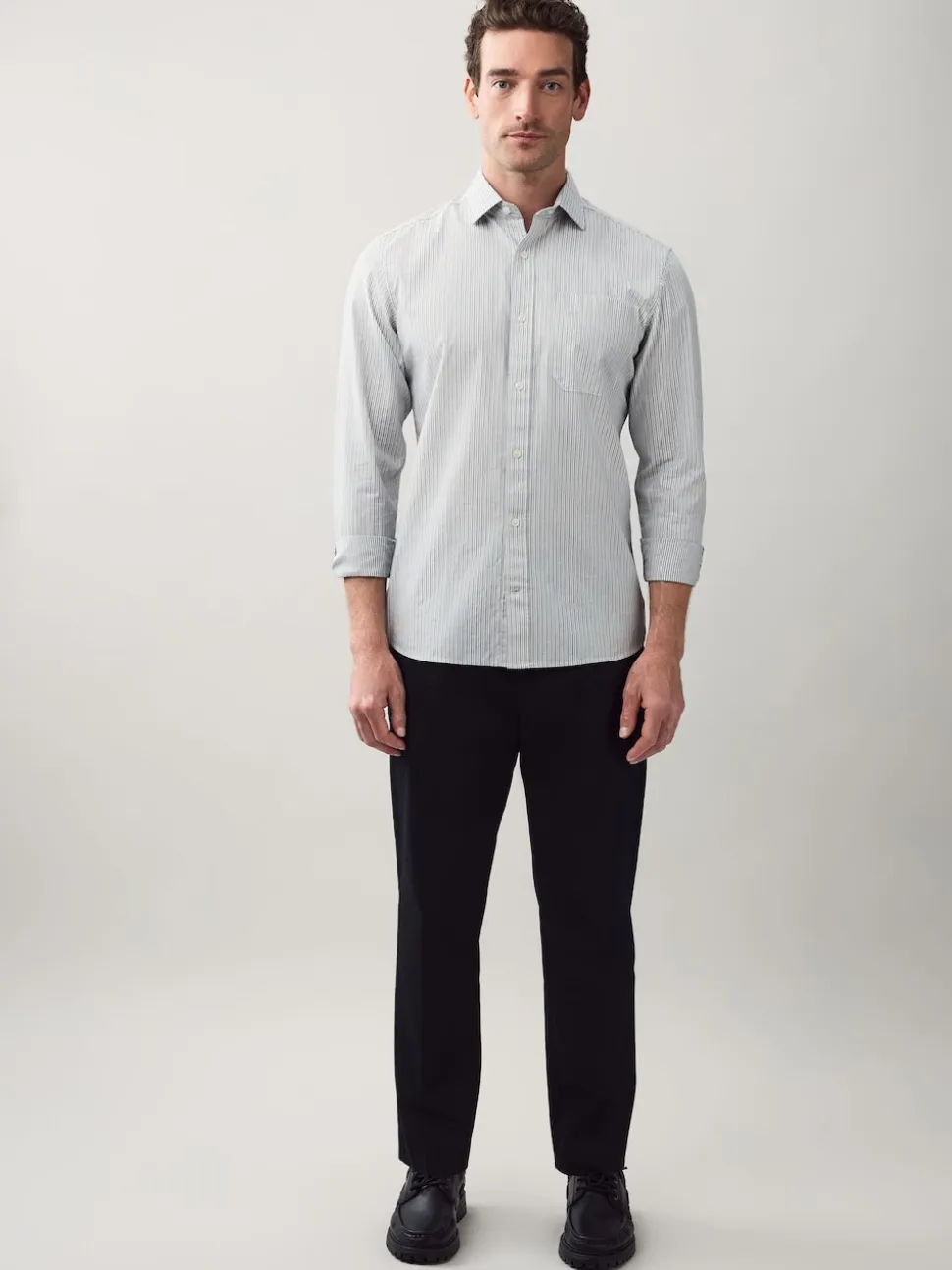 Black N.Premium Regular Tapered Fit Smart Cotton Chinos with Elasticated Back and Stretch