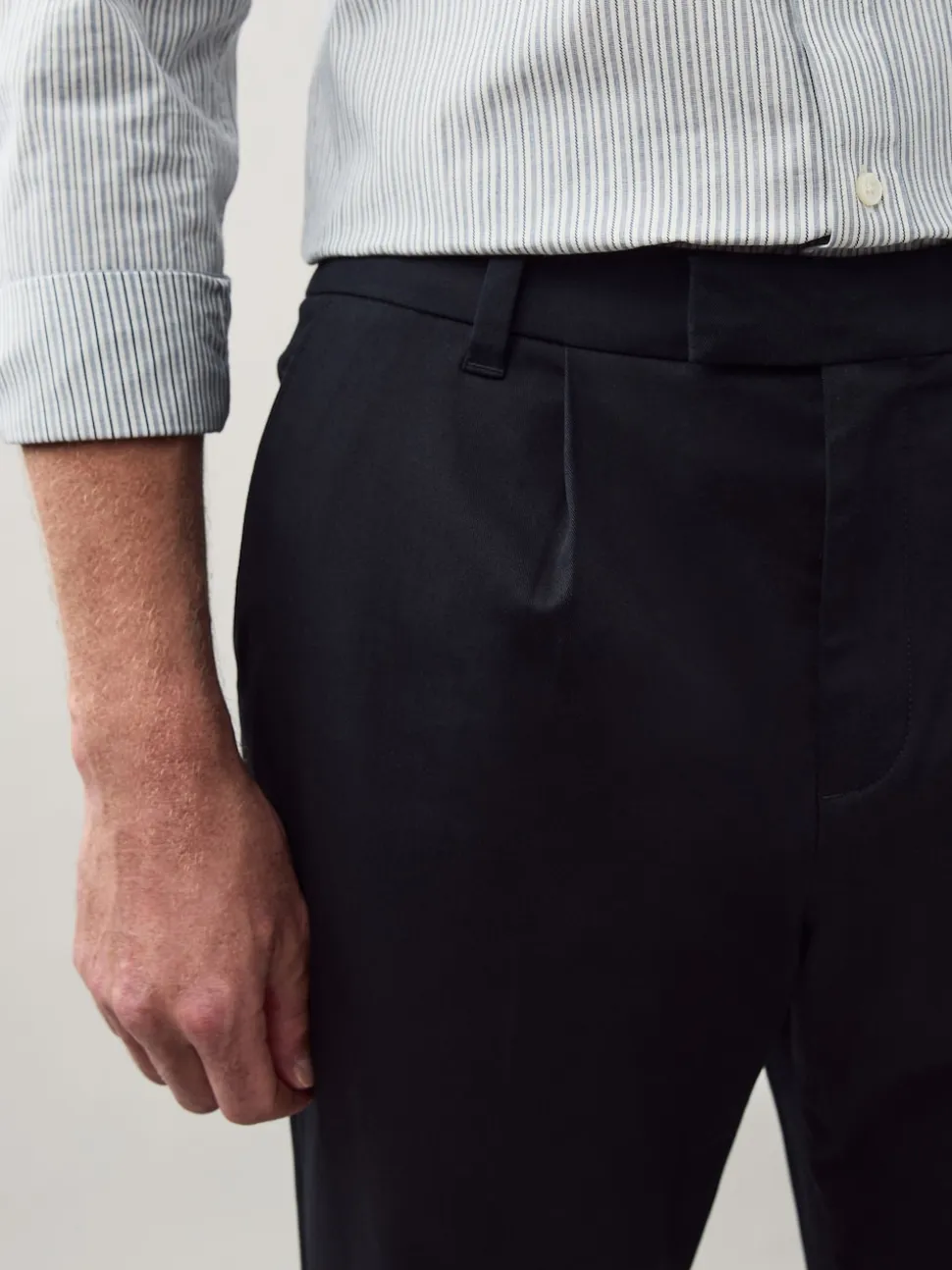 Black N.Premium Regular Tapered Fit Smart Cotton Chinos with Elasticated Back and Stretch