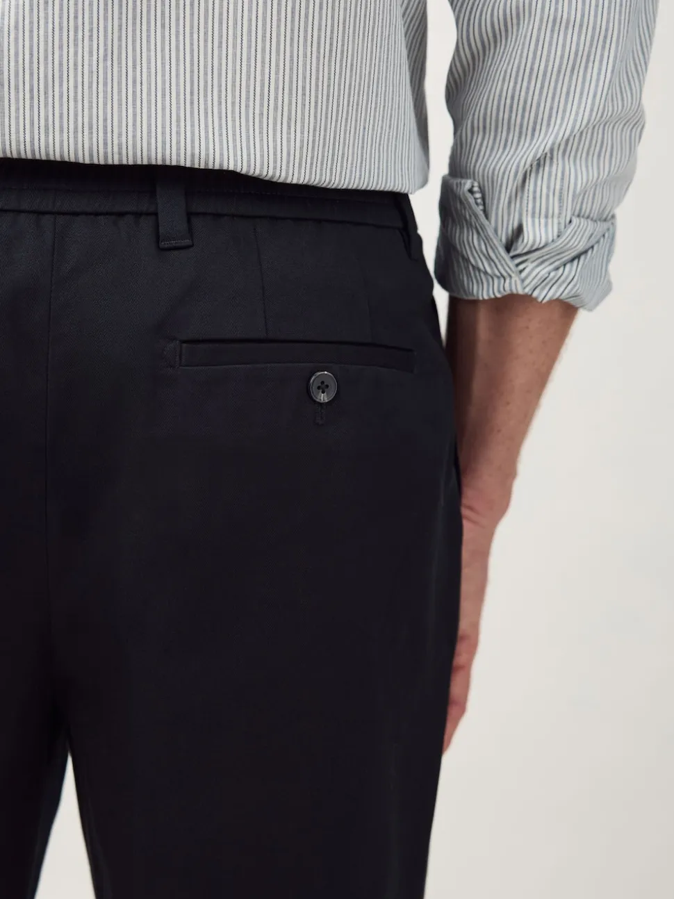 Black N.Premium Regular Tapered Fit Smart Cotton Chinos with Elasticated Back and Stretch
