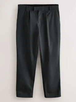 Black N.Premium Regular Tapered Fit Smart Cotton Chinos with Elasticated Back and Stretch