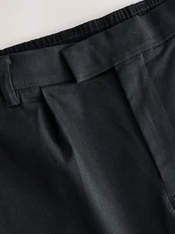 Black N.Premium Regular Tapered Fit Smart Cotton Chinos with Elasticated Back and Stretch