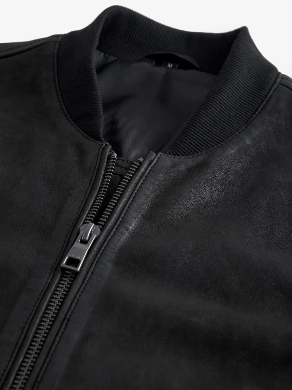 Black Nubuck Leather Bomber Jacket