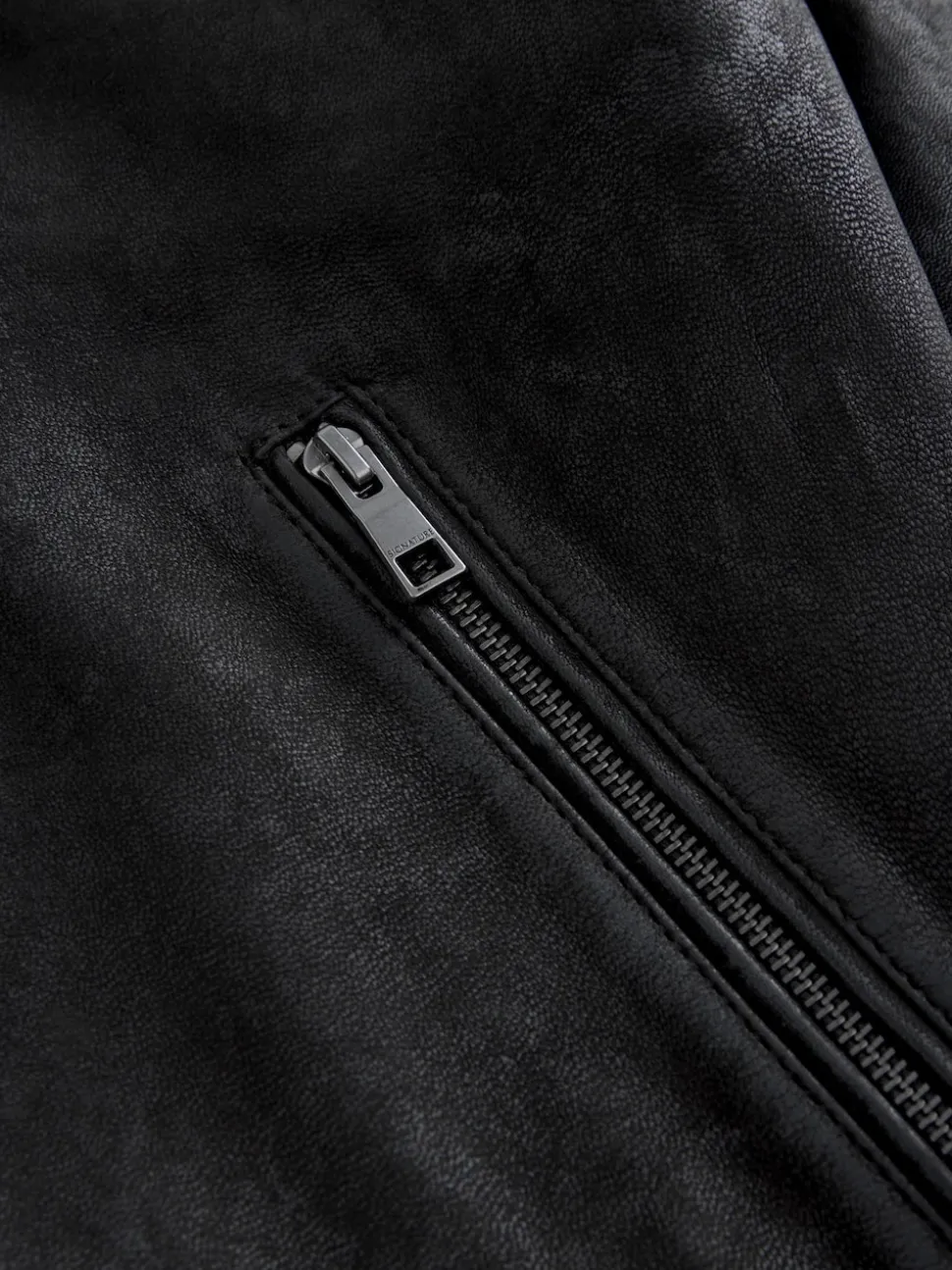 Black Nubuck Leather Bomber Jacket