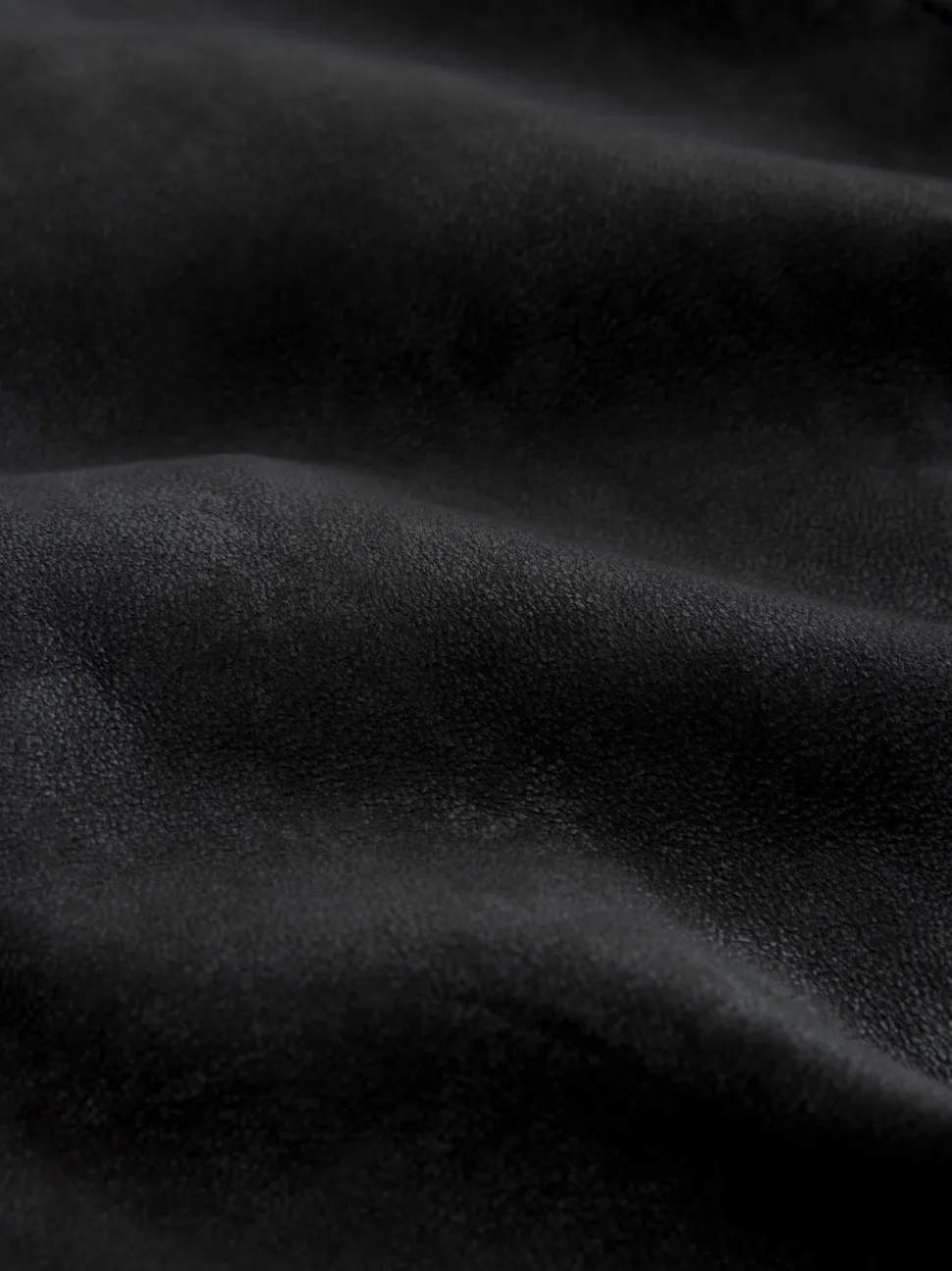 Black Nubuck Leather Bomber Jacket