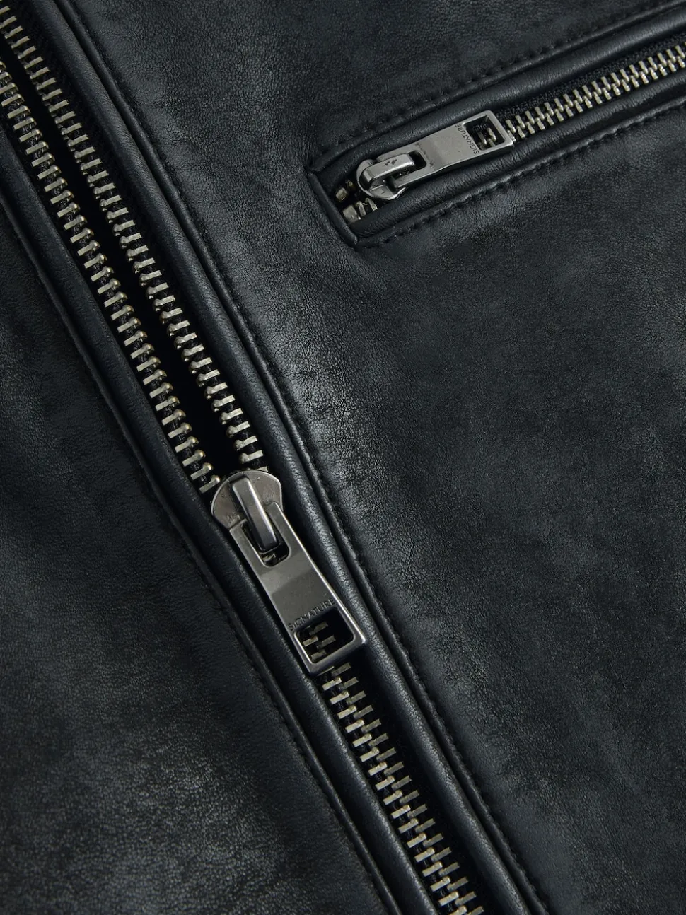 Black Nubuck Signature Leather Racer Jacket