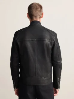 Black Nubuck Signature Leather Racer Jacket