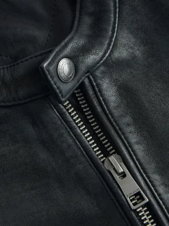 Black Nubuck Signature Leather Racer Jacket