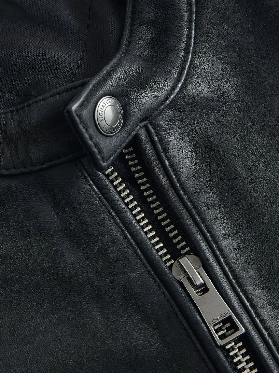 Black Nubuck Signature Leather Racer Jacket