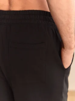 Black Open Loopback Soft Touch Cuffed Joggers