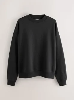 Black Oversized Heavyweight Cotton Rich Crew Neck Sweatshirt