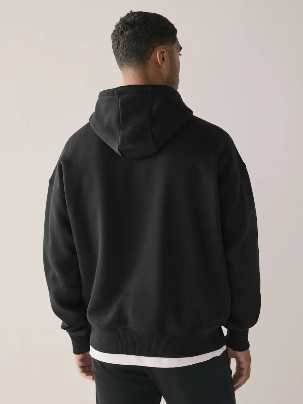 Black Oversized Heavyweight Cotton Rich Jersey Hoodie