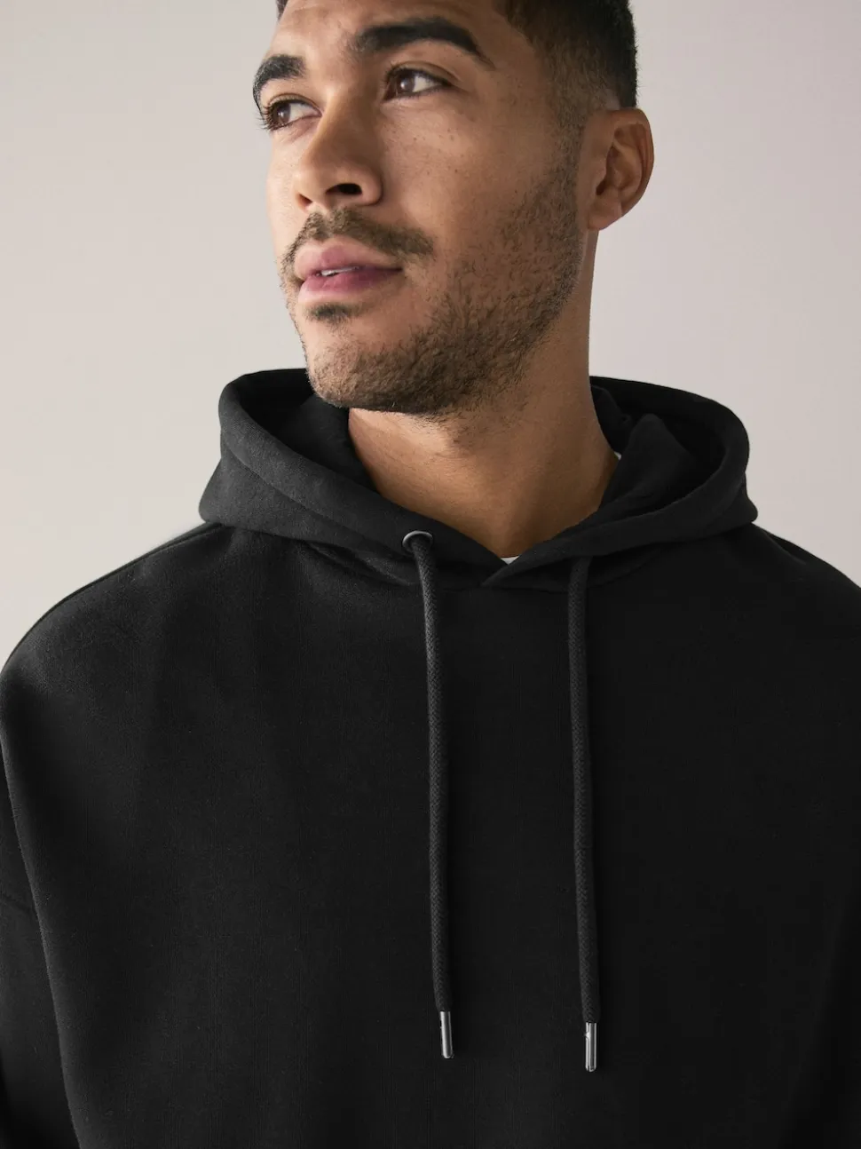 Black Oversized Heavyweight Cotton Rich Jersey Hoodie