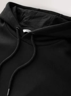 Black Oversized Heavyweight Cotton Rich Jersey Hoodie
