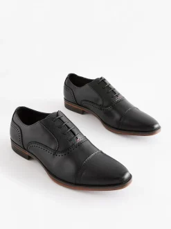 Black Oxford Toe Cap Shoes