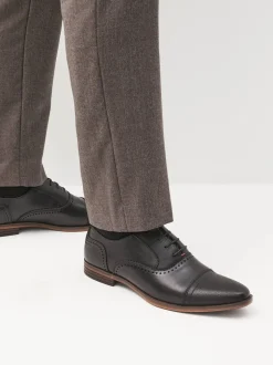Black Oxford Toe Cap Shoes