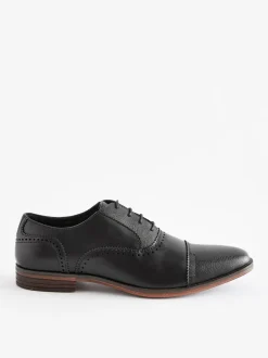 Black Oxford Toe Cap Shoes