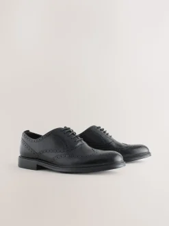 Black Oxford Wingcap Leather Shoes