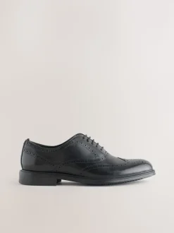 Black Oxford Wingcap Leather Shoes