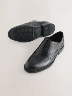 Black Oxford Wingcap Leather Shoes