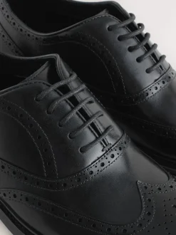 Black Oxford Wingcap Leather Shoes
