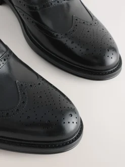 Black Oxford Wingcap Leather Shoes