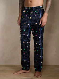 Black Pac-Man Printed Pyjama Bottoms