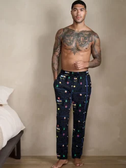 Black Pac-Man Printed Pyjama Bottoms