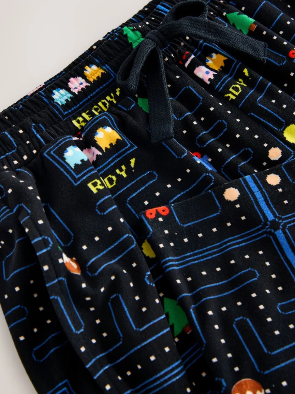 Black Pac-Man Printed Pyjama Bottoms