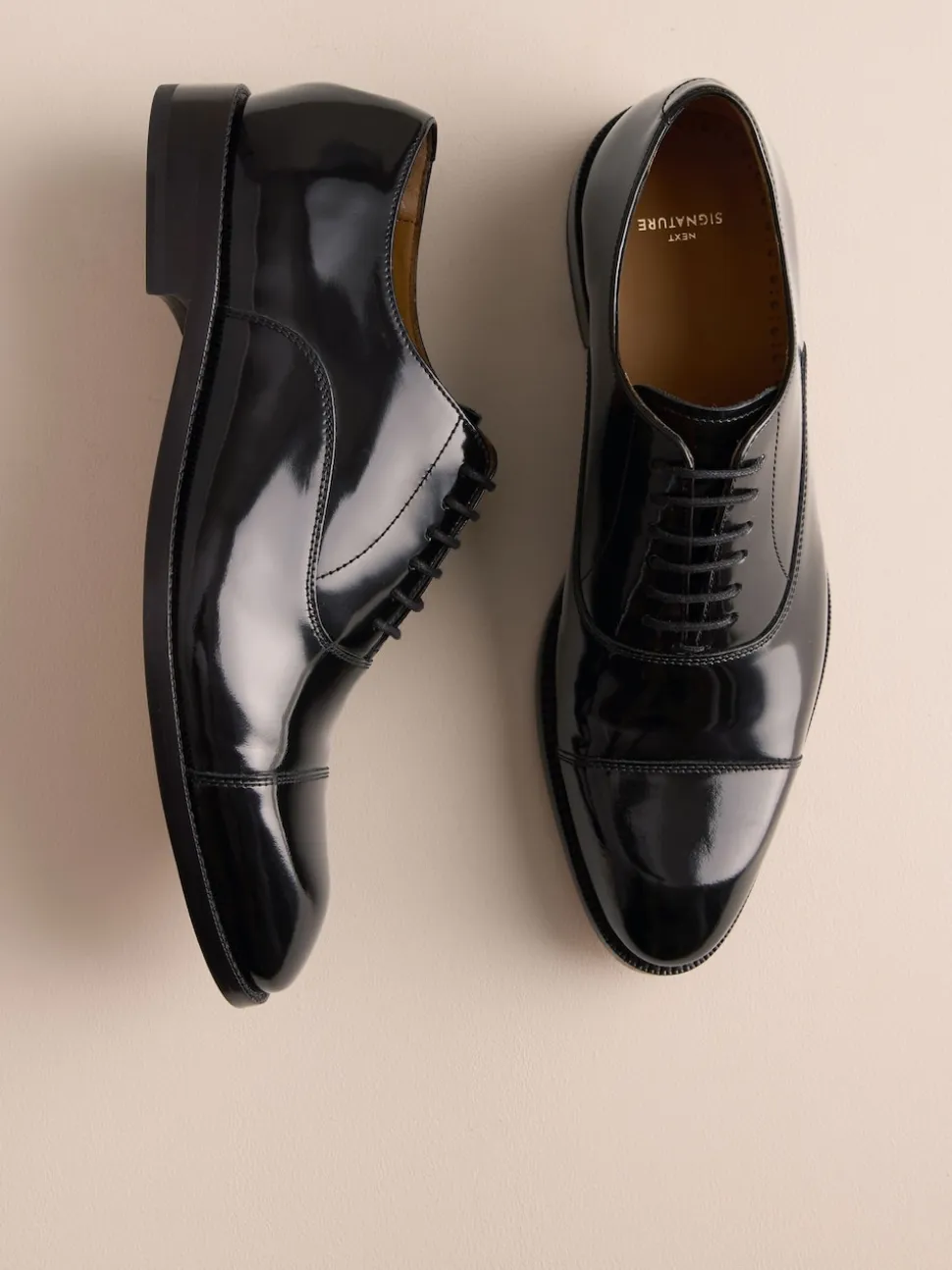 Black Patent Leather Oxford Toe Cap Shoes