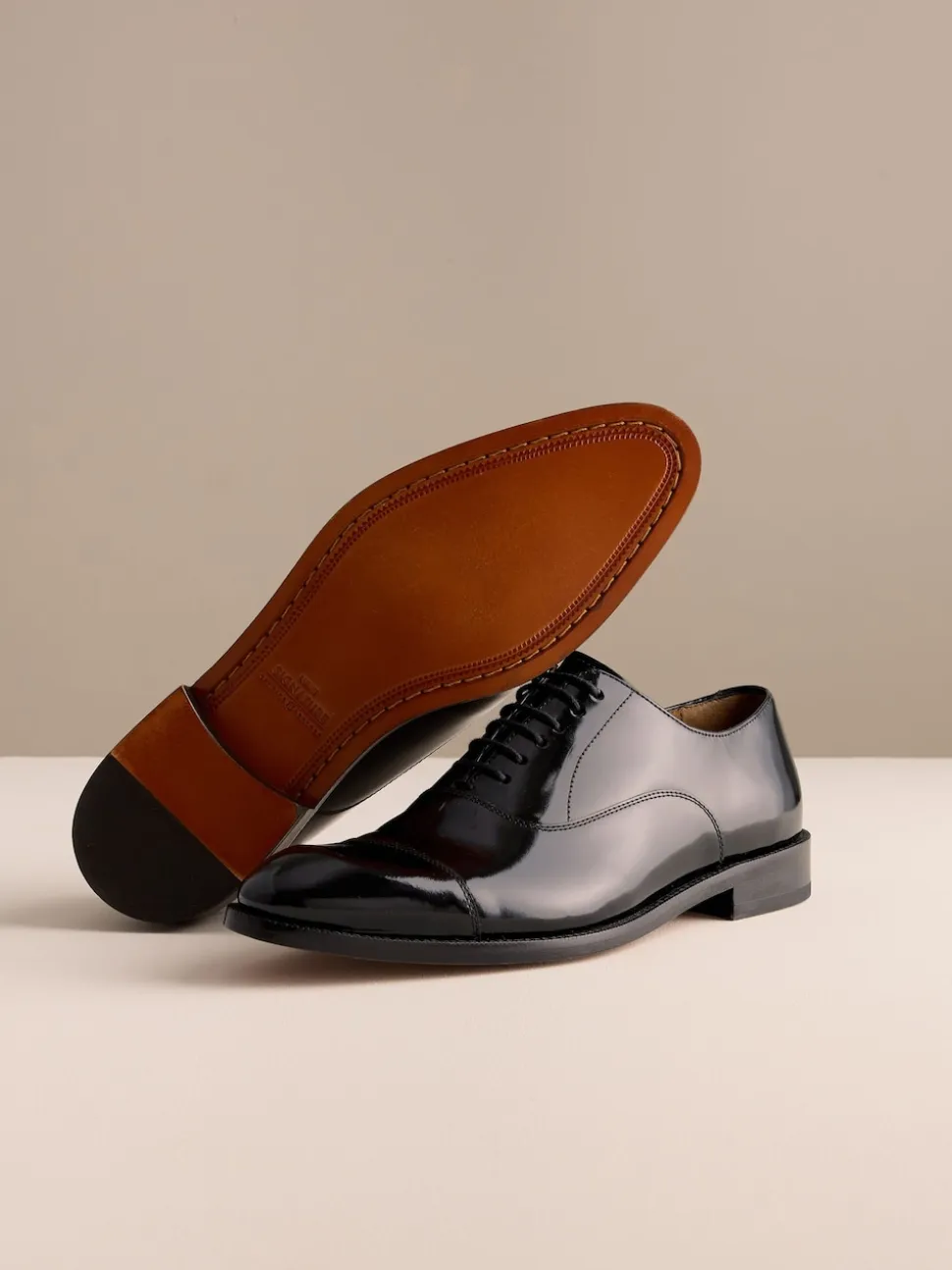 Black Patent Leather Oxford Toe Cap Shoes