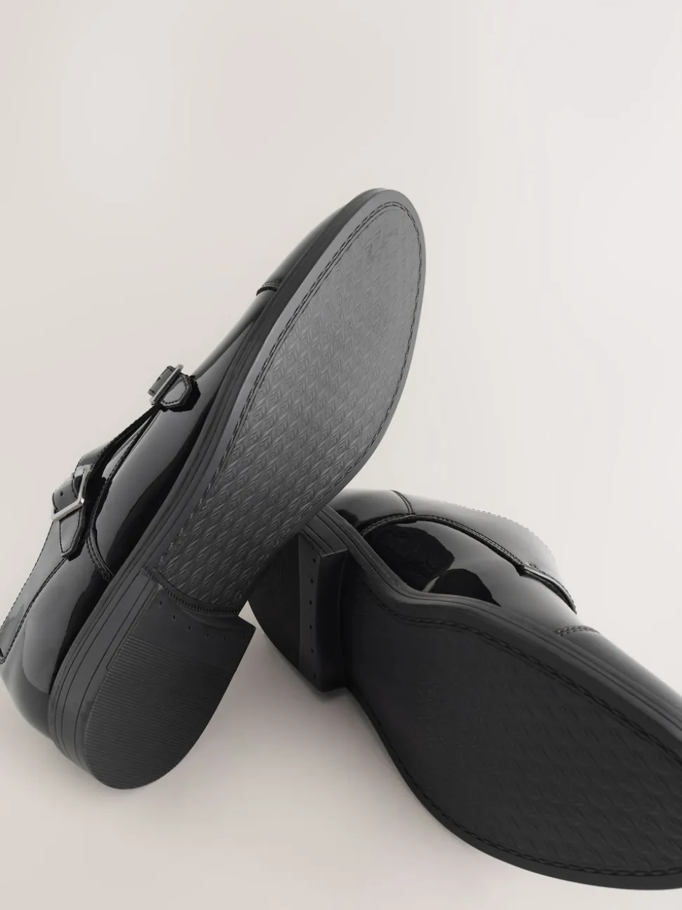 Black Patent Toecap Double Monk Shoes