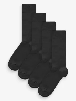 Black Pattern Modal Signature Socks 4 Pack