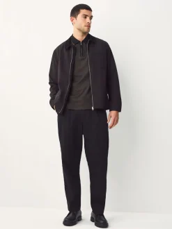 Black Pattern Quarter Zip Polo Shirt