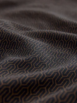 Black Pattern Quarter Zip Polo Shirt