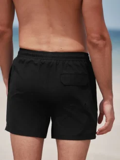 Black Plain Essential Swim Shorts