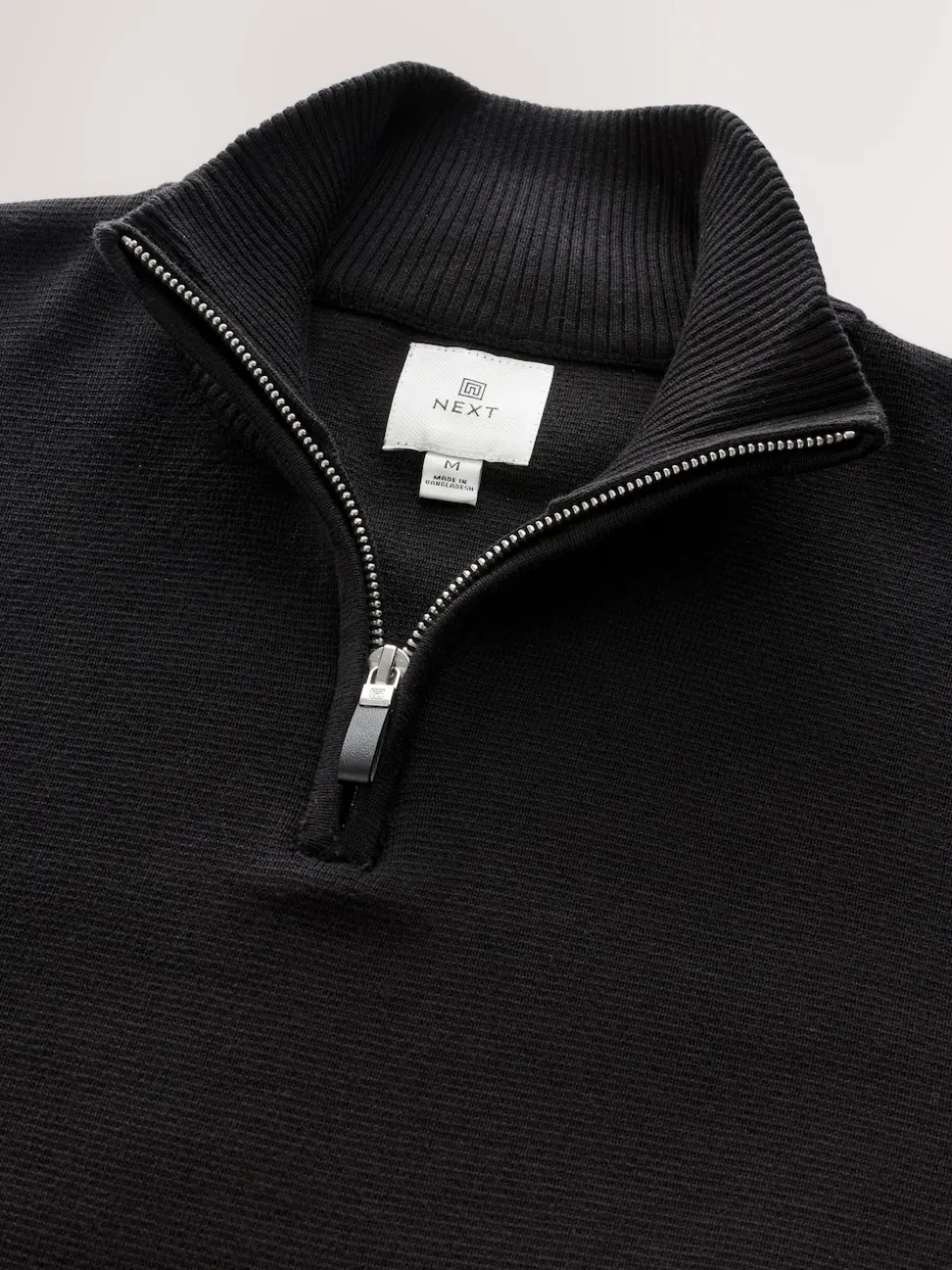 Black Plain N.Premium Regular Fit 100% Cotton Premium Quarter Zip Jumper