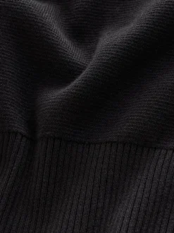 Black Plain N.Premium Regular Fit 100% Cotton Premium Quarter Zip Jumper