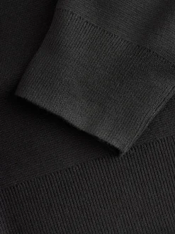Black Plain N.Premium Slim Fit Premium Viscose Quarter Zip Neck Jumper