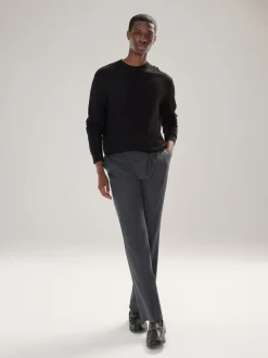 Black Plain Regular Fit Cotton Rich Crew Neck Jumper