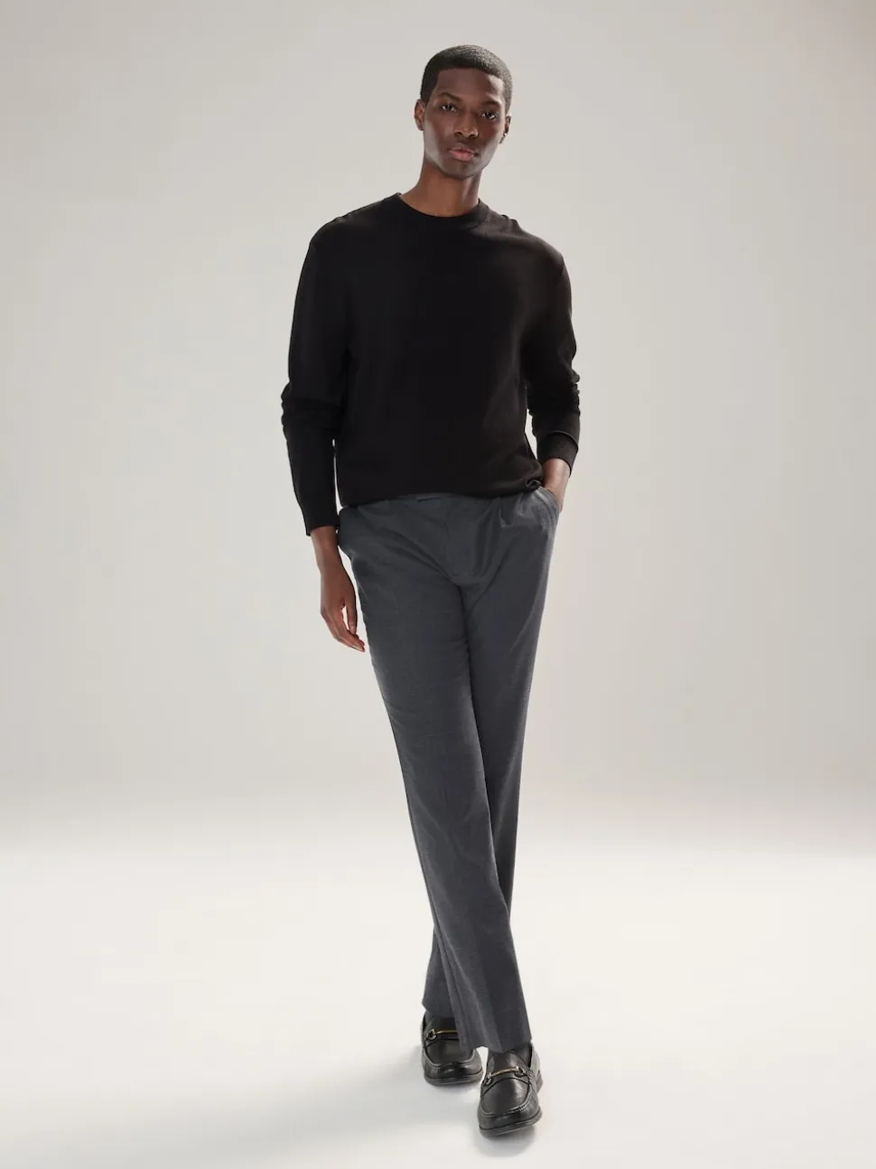 Black Plain Regular Fit Cotton Rich Crew Neck Jumper