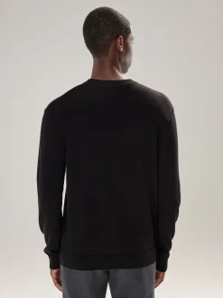 Black Plain Regular Fit Cotton Rich Crew Neck Jumper
